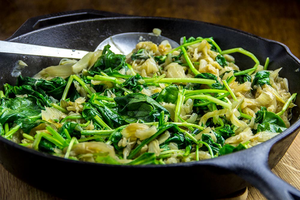 Caramelized Fennel & Onions with Wilted Baby Spinach