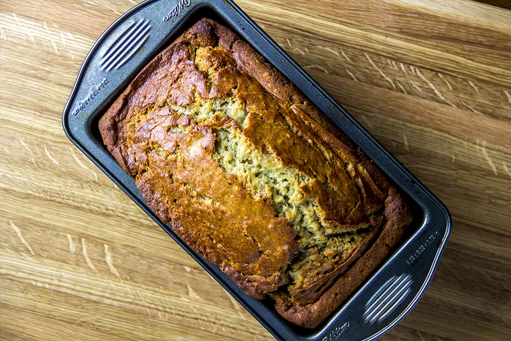 Large Banana Bread Prepared in Nine Inch Pan
