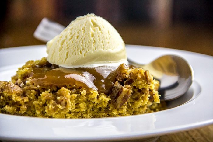 Pumpkin & Pecan Cobbler with Vanilla Ice Cream