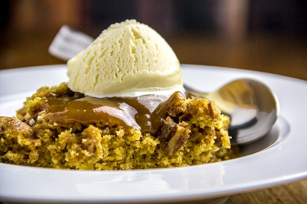 Pumpkin & Pecan Cobbler with Vanilla Ice Cream