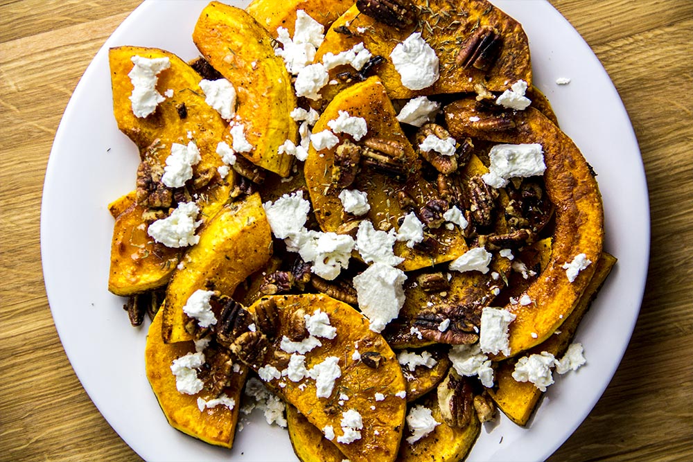 Roasted Butternut Squash with Goat Cheese