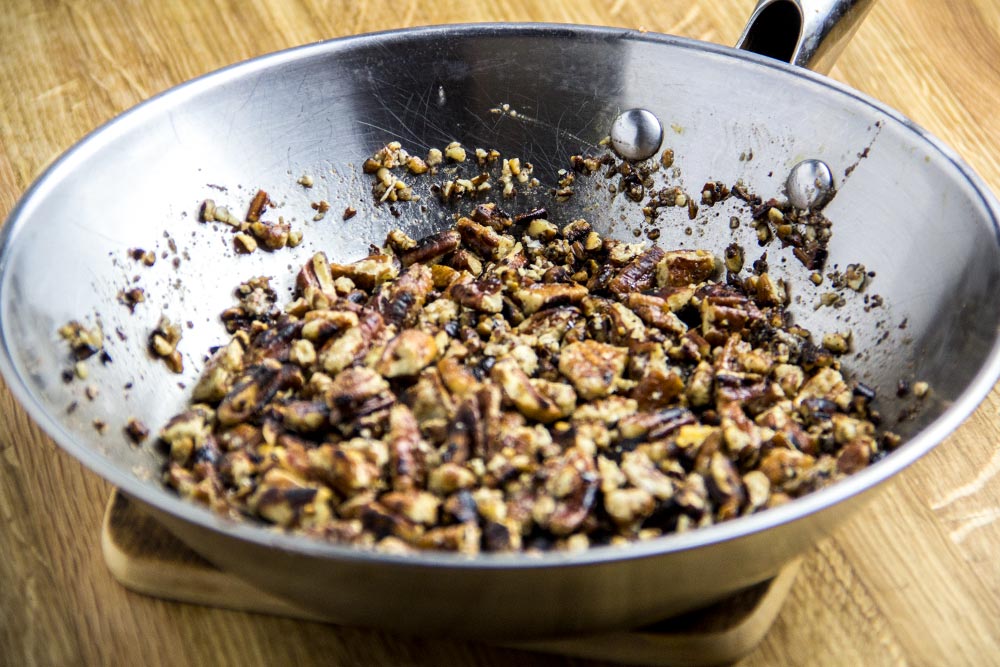 Toasted Pecans in Skillet