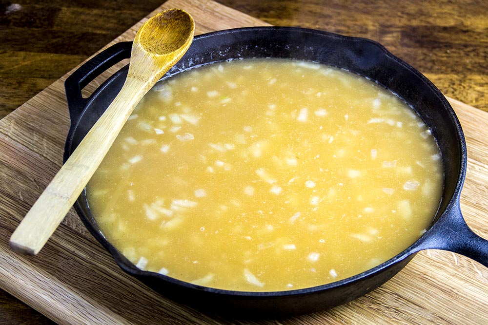 Adding Wine & Broth to Skillet