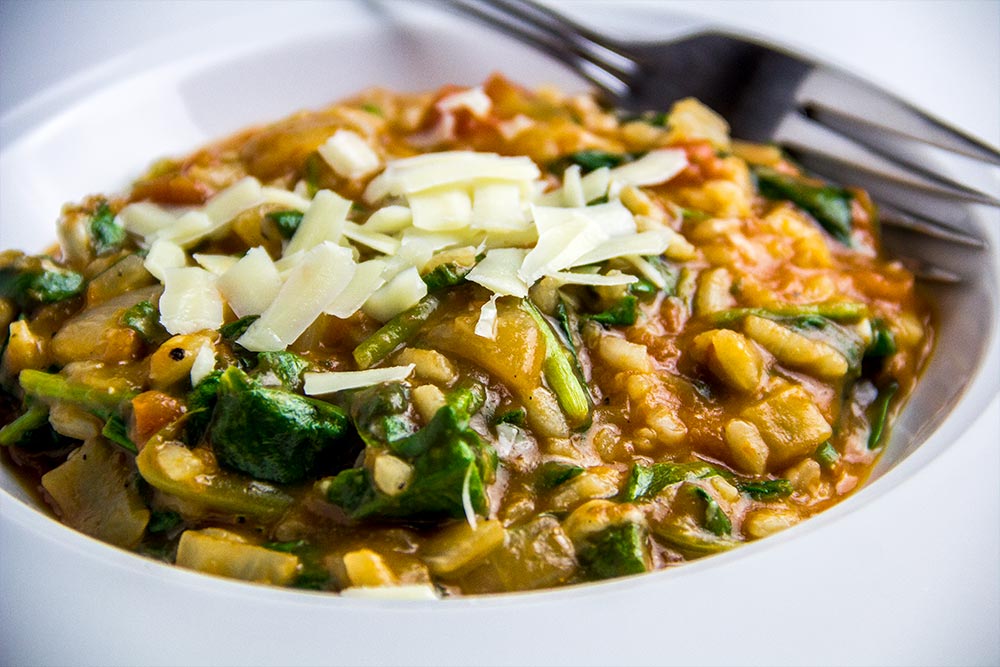 Tomato, Spinach & Parmesan Cheese Risotto Recipe by Martha Stewart
