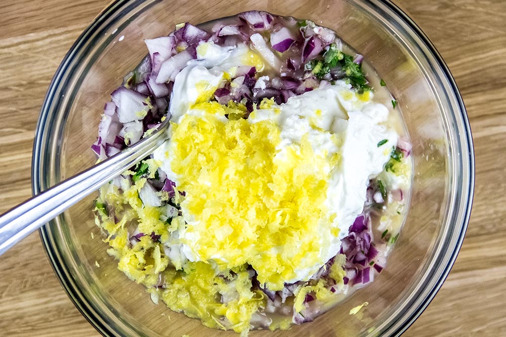 Greek Yogurt Vinaigrette Unmixed Ingredients