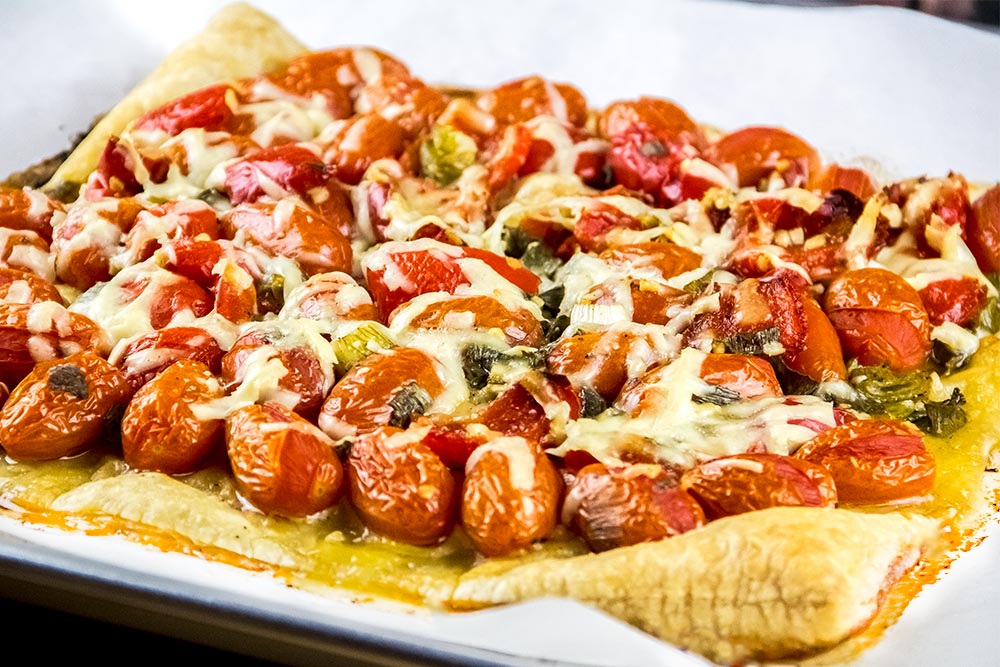 Tomato & Asiago Cheese Puff Pastry Tart