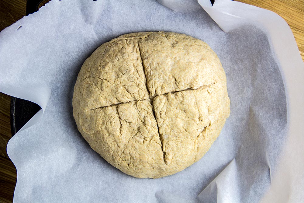 Cutting an X in Soda Bread