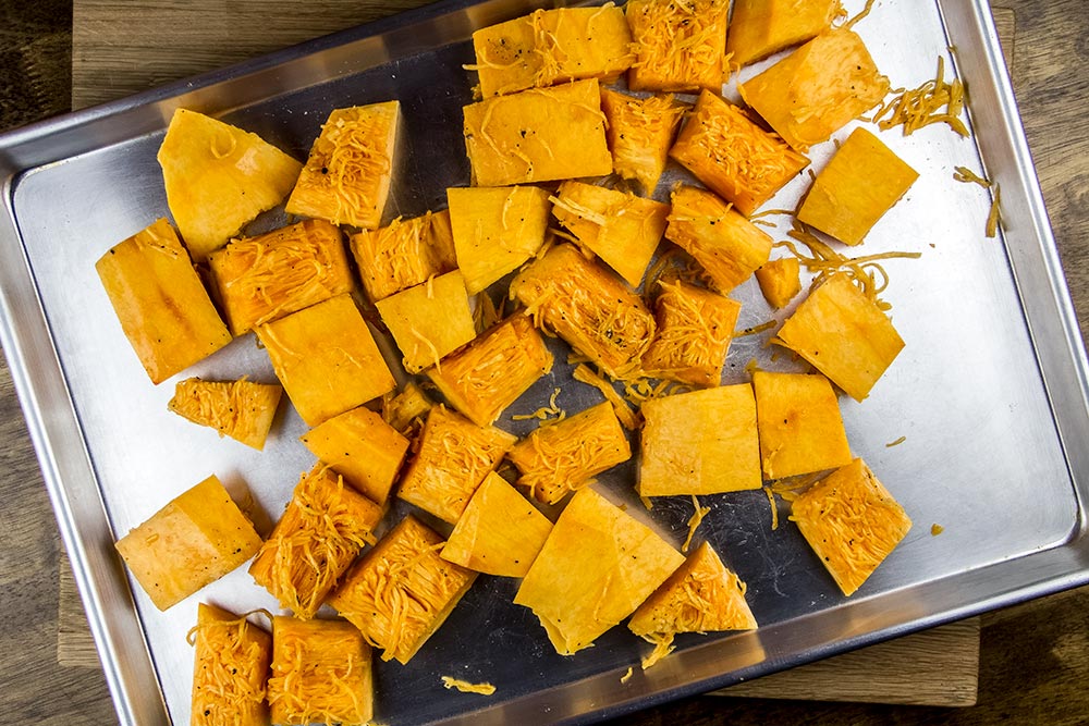 Pieces of Pumpkin on Large Baking Sheet