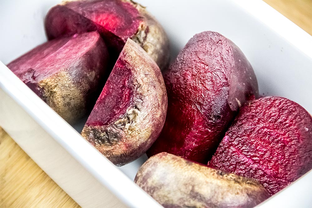 Beet Halves in Roasting Pan