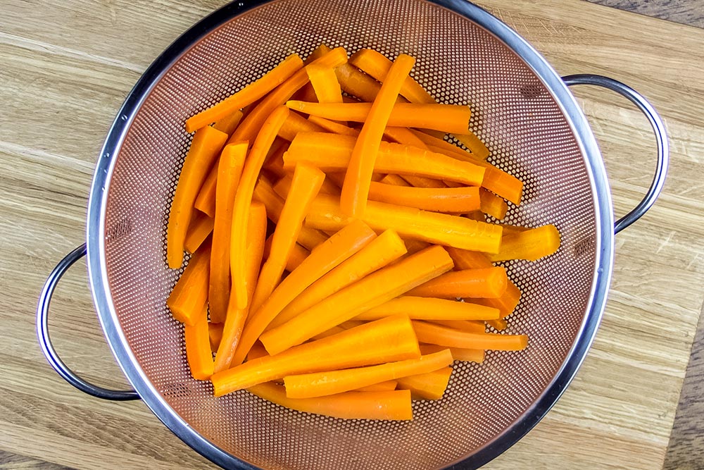 Cooked Carrots in Colander