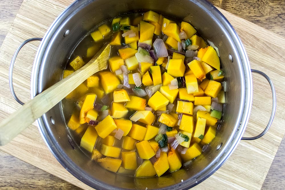 Boiling Butternut Squash in Large Pot