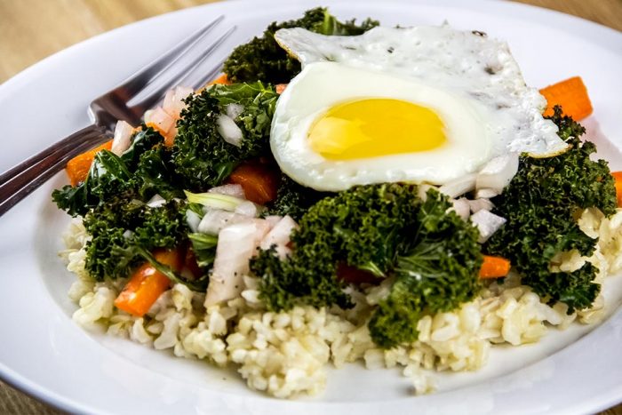 Brown Rice Bowls with Roasted Carrots, Kale & a Fried Egg Recipe