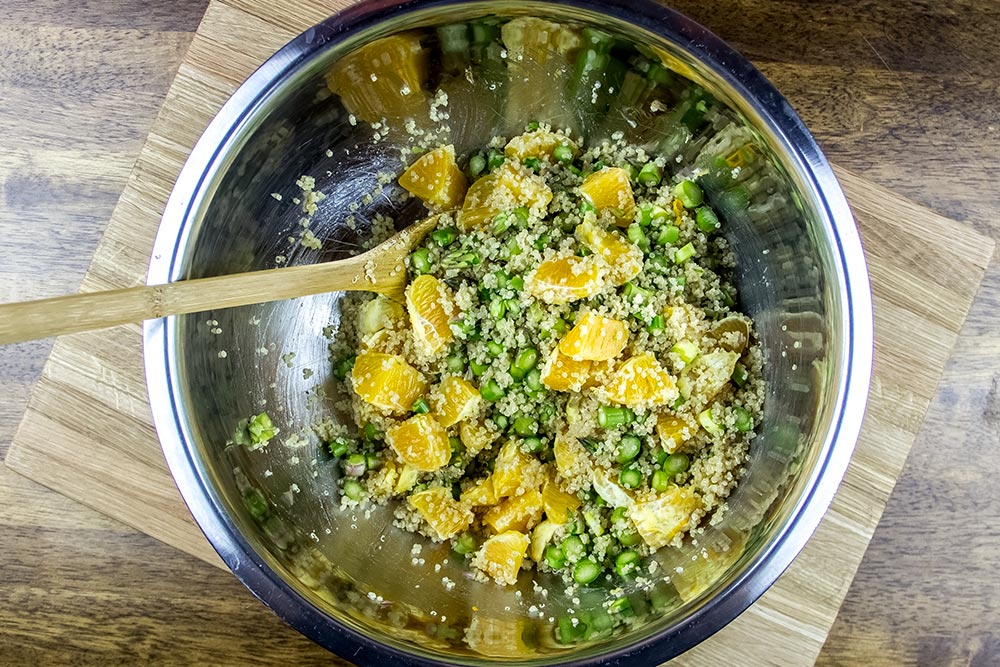 Quinoa, Asparagus and Orange Salad in Large Bowl