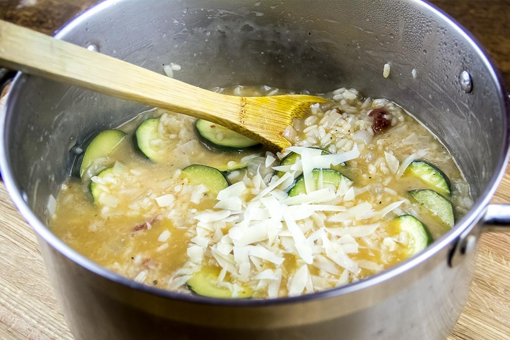 Adding Sun Dried Tomatoes and Parmesan Cheese to Risotto