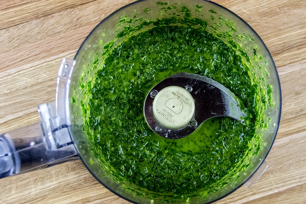 Basil and Parsley Pesto in Food Processor