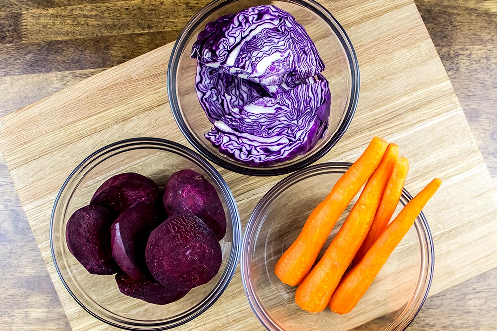 Beets, Carrots and Red Cabbage
