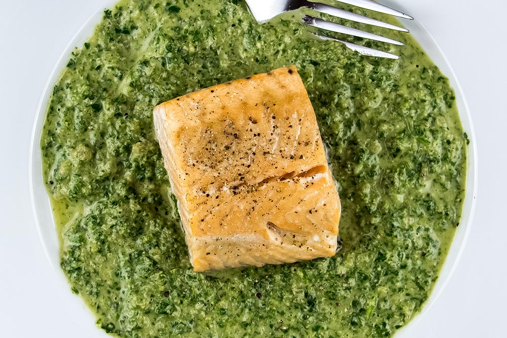 Roasted Salmon in Watercress Sauce