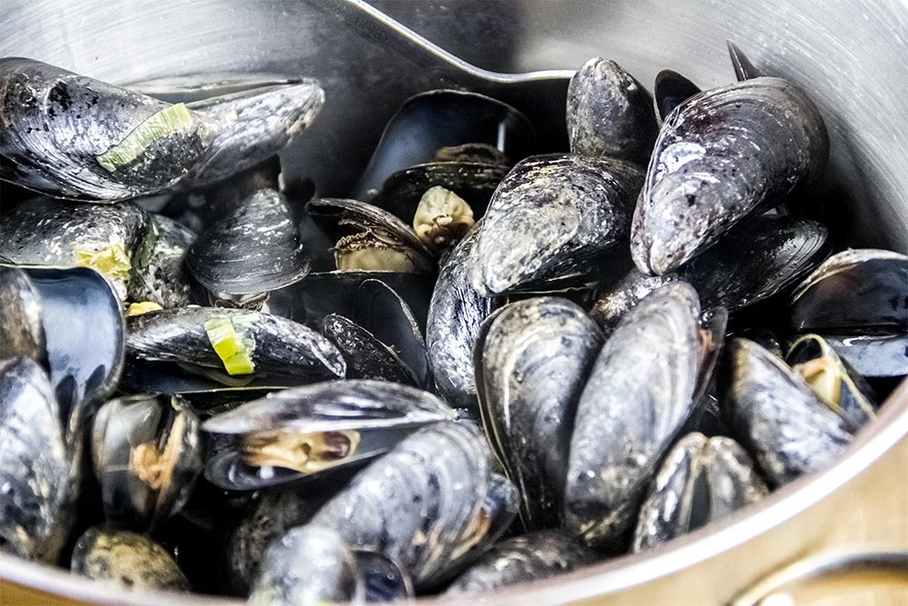 Steamed Mussels in Pot