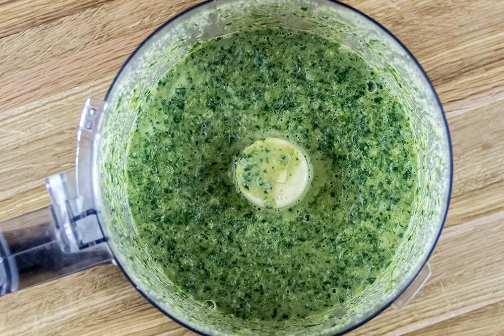 Watercress Sauce in Food Processor