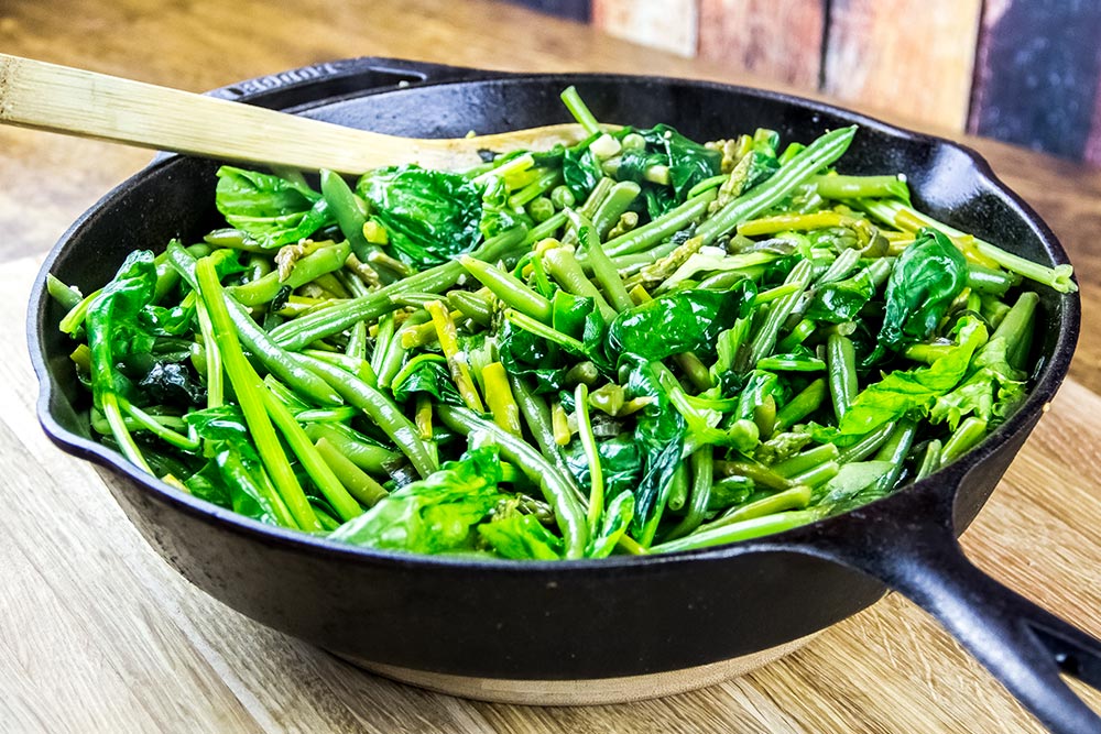 Braised Vegetables in Lodge Cast Iron Skillet