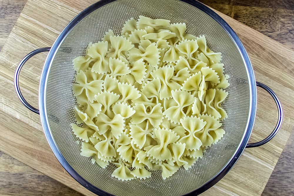 Cooked Bow Tie Pasta in Colander