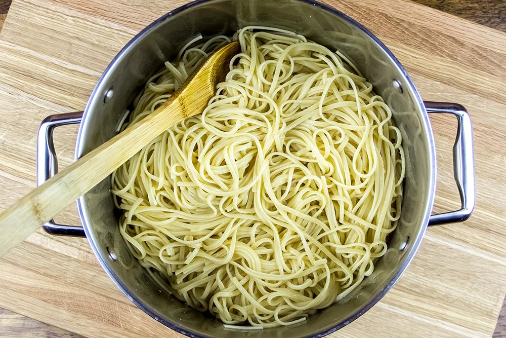 Cooked Pasta in Large Pot