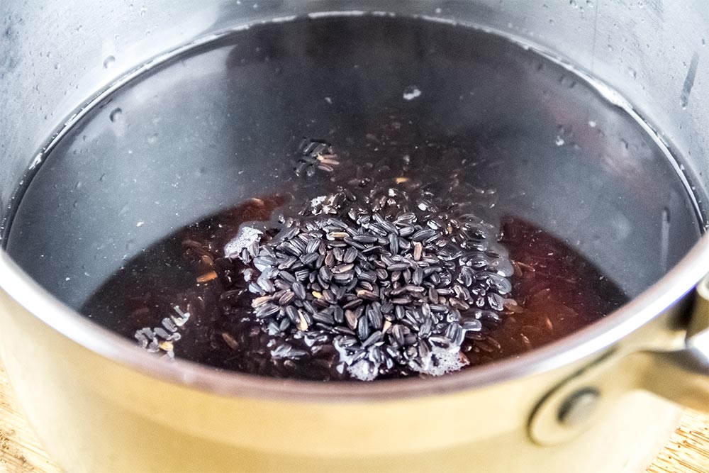 Cooking Black Rice in Saucepan