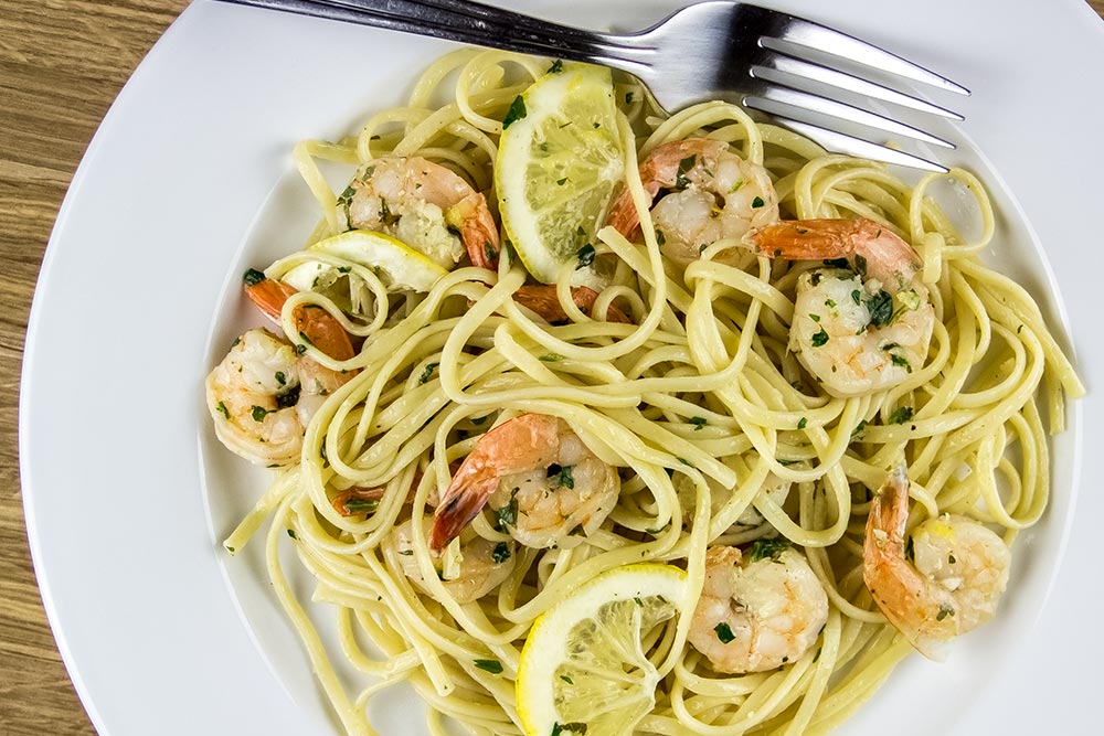 Garlic Shrimp Scampi Plated