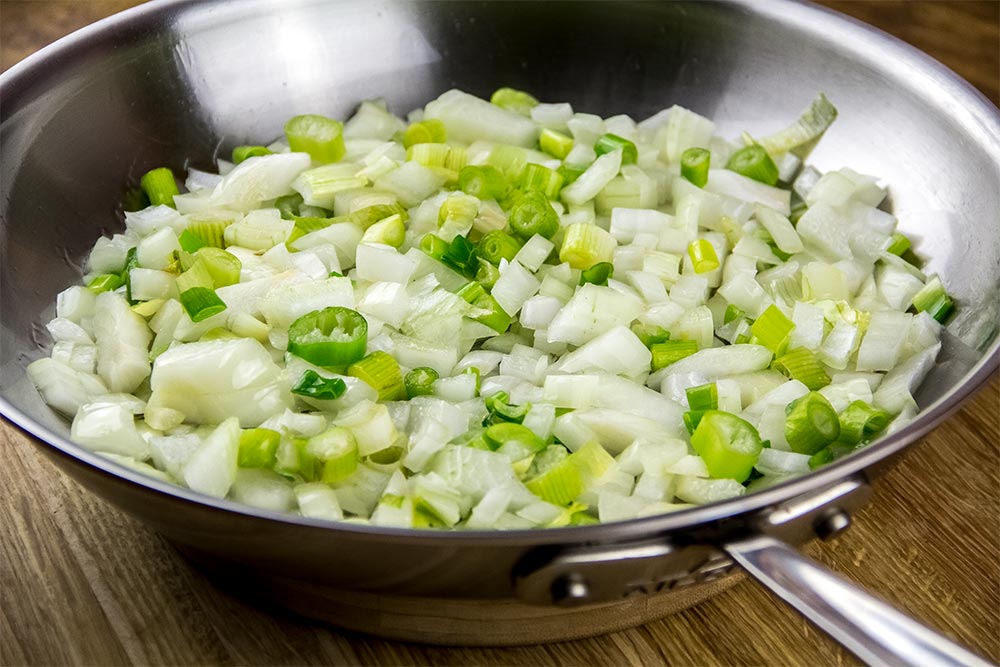 Onions and Scallions in a Skillet
