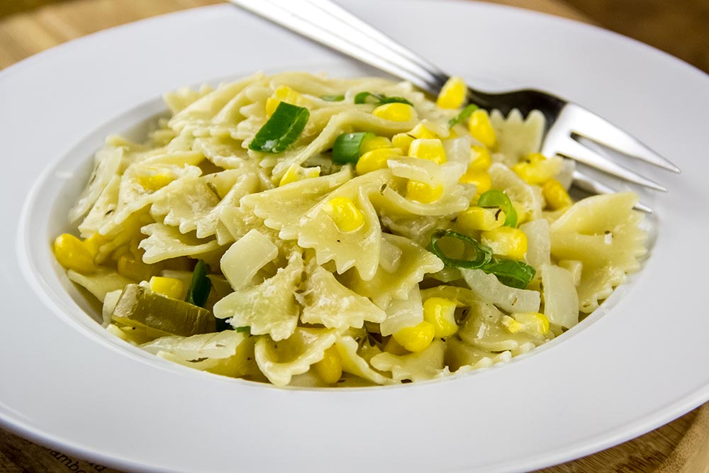 Pasta and Cream Sauce in Bowl