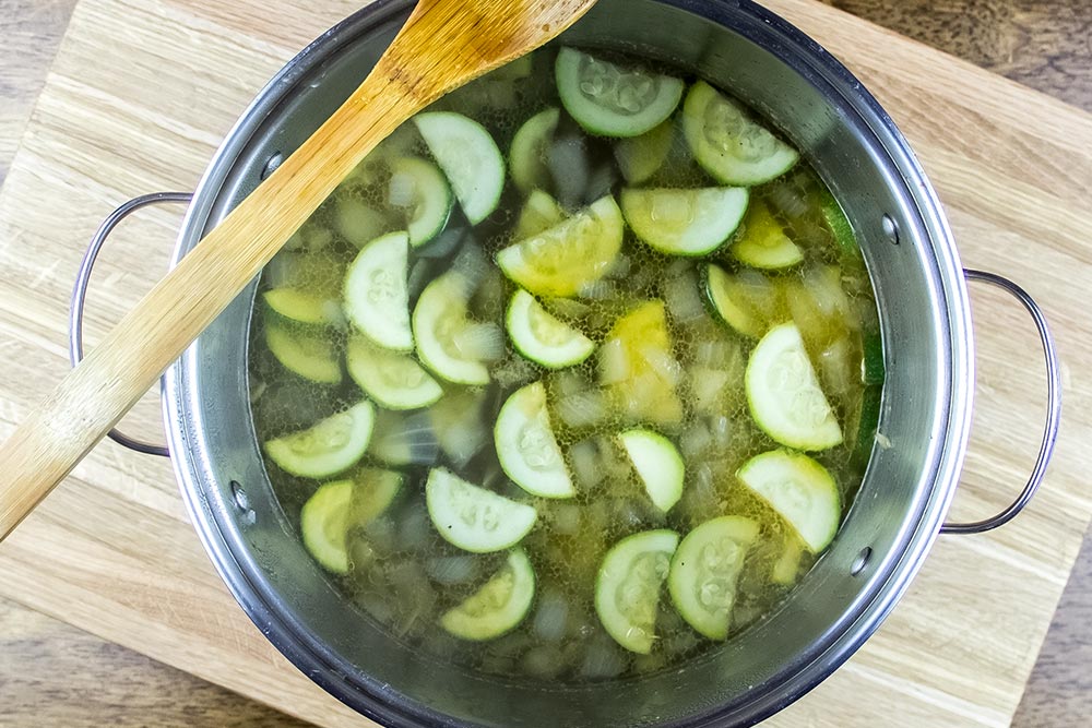 Adding Sliced Zucchini to Soup