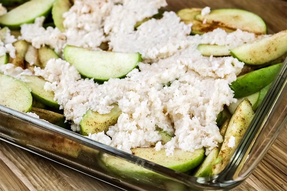 Coconut Mixture Over Sliced Apples