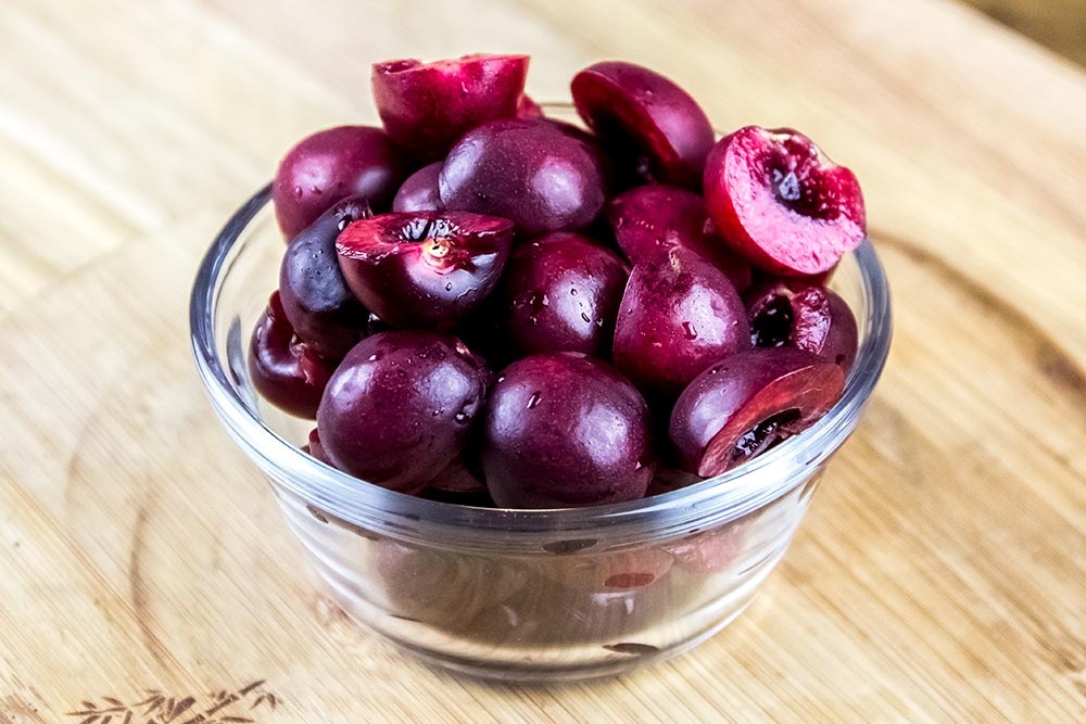 Halved Fresh Cherries