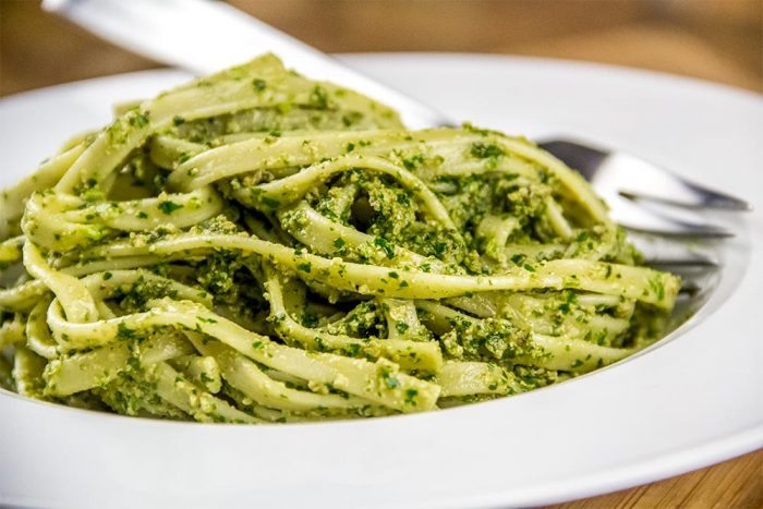 Fettuccine with Cilantro, Mint & Cashew Pesto Recipe