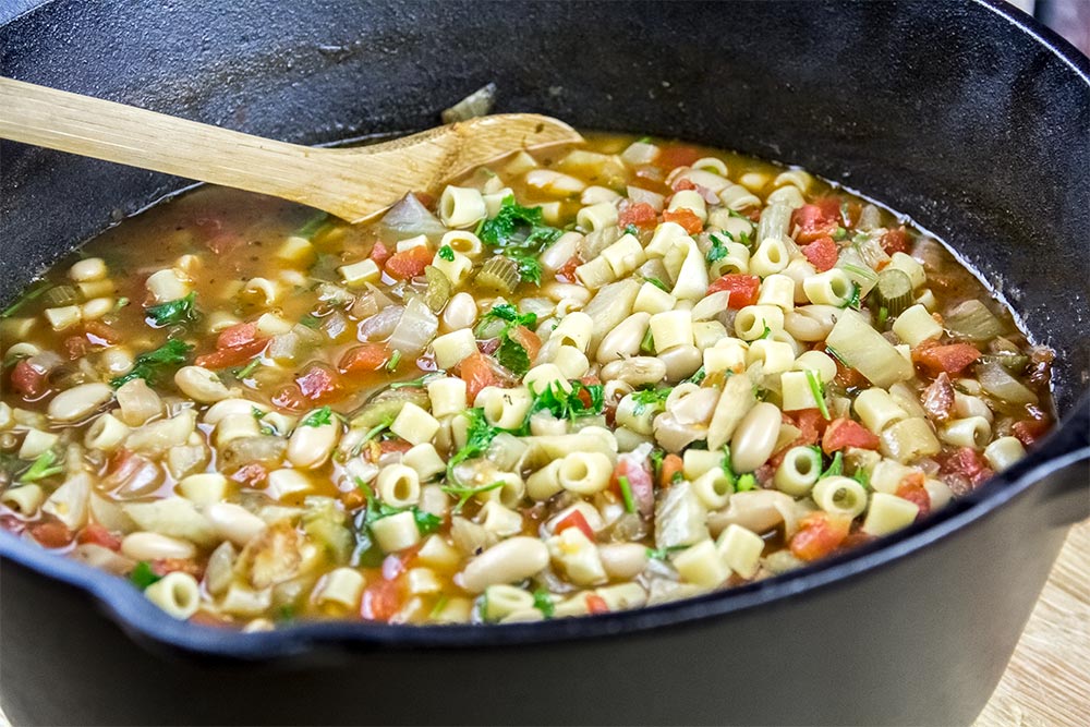 Pasta Soup in Dutch Oven