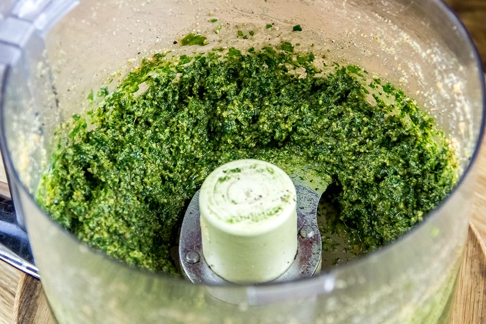Mint Pesto in Food Processor