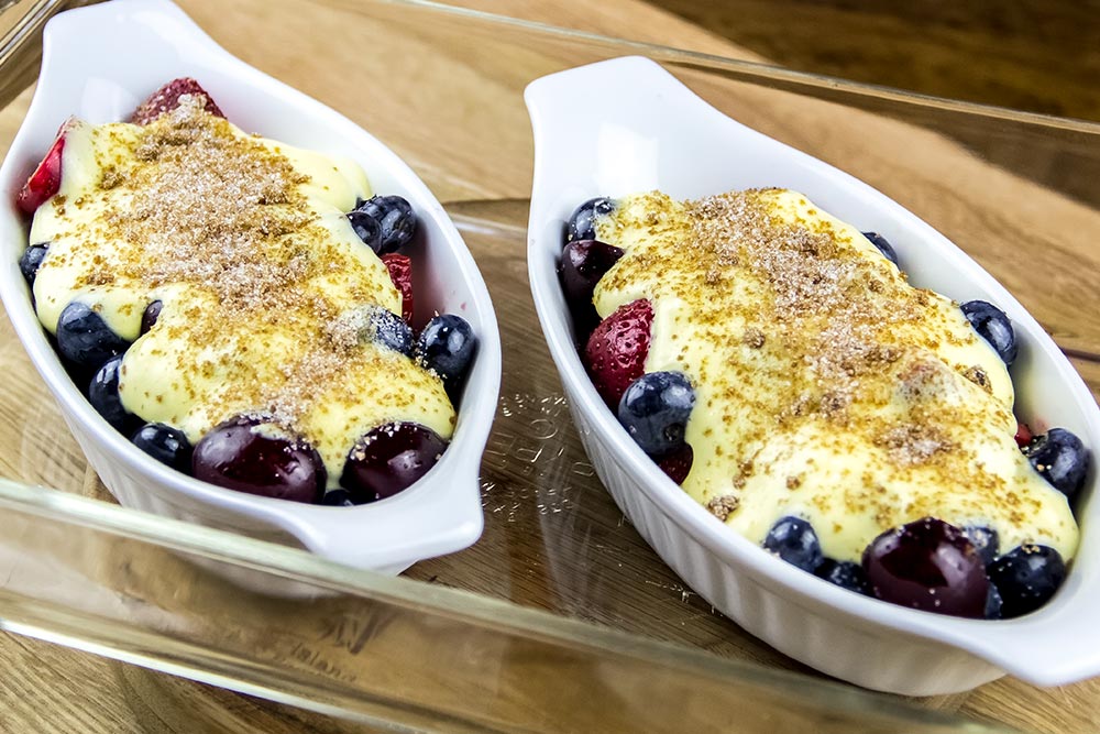Fruit Zabaglione in Gratin Dishes