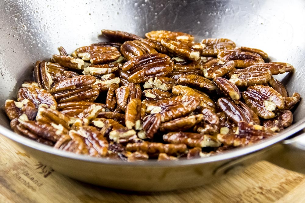 Toasted Pecans in Skillet