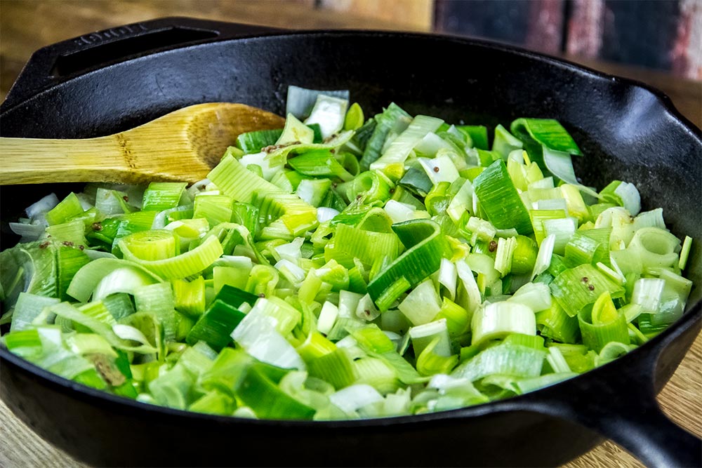 Cooking Leeks in Skillet