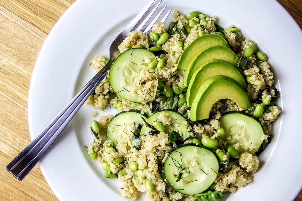 Quinoa Salad with Edamame, Basil, Mint, Dill & Avocado Salad Recipe