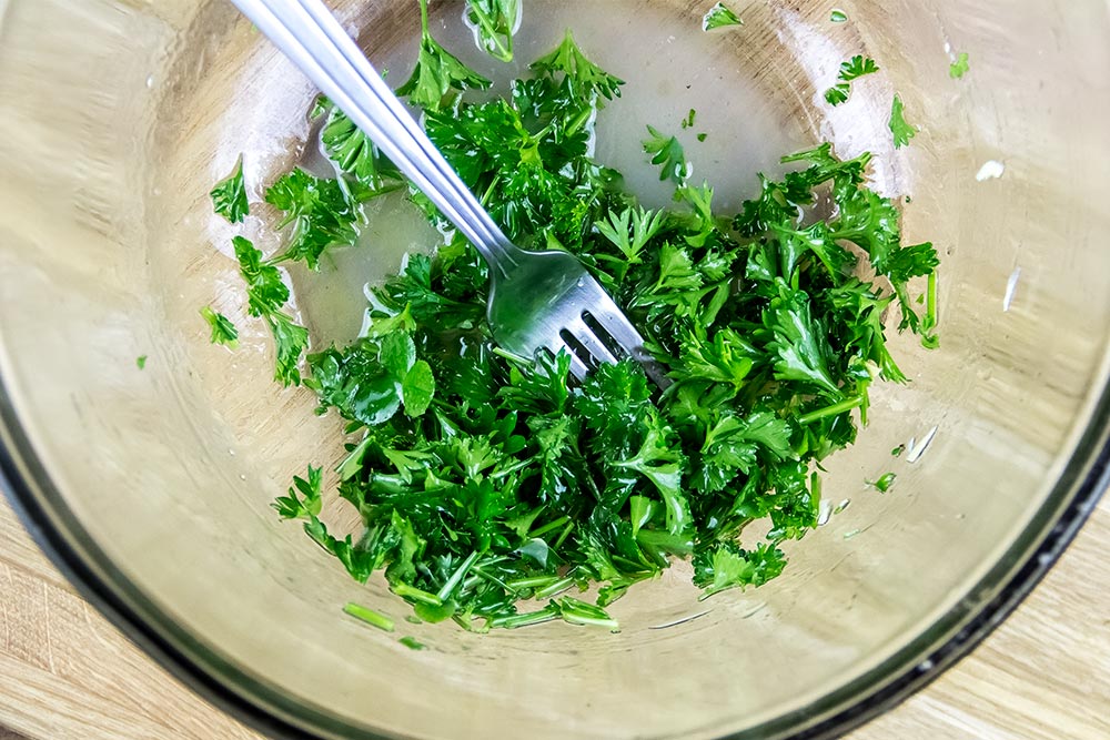 Parsley and Lemon Juice with Olive Oil Mix