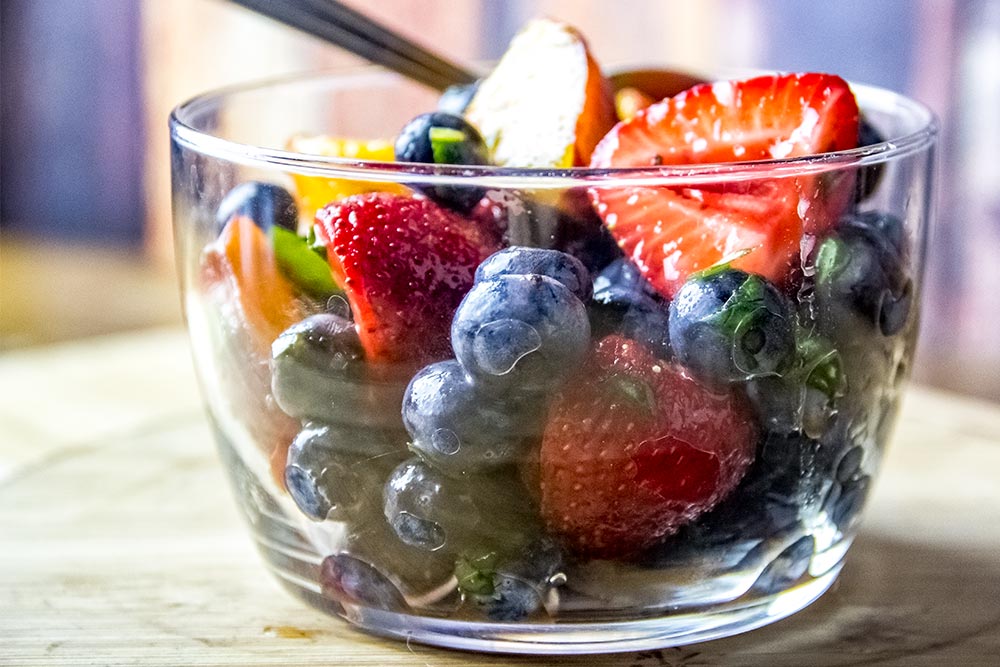 Peaches, Blueberries & Strawberries