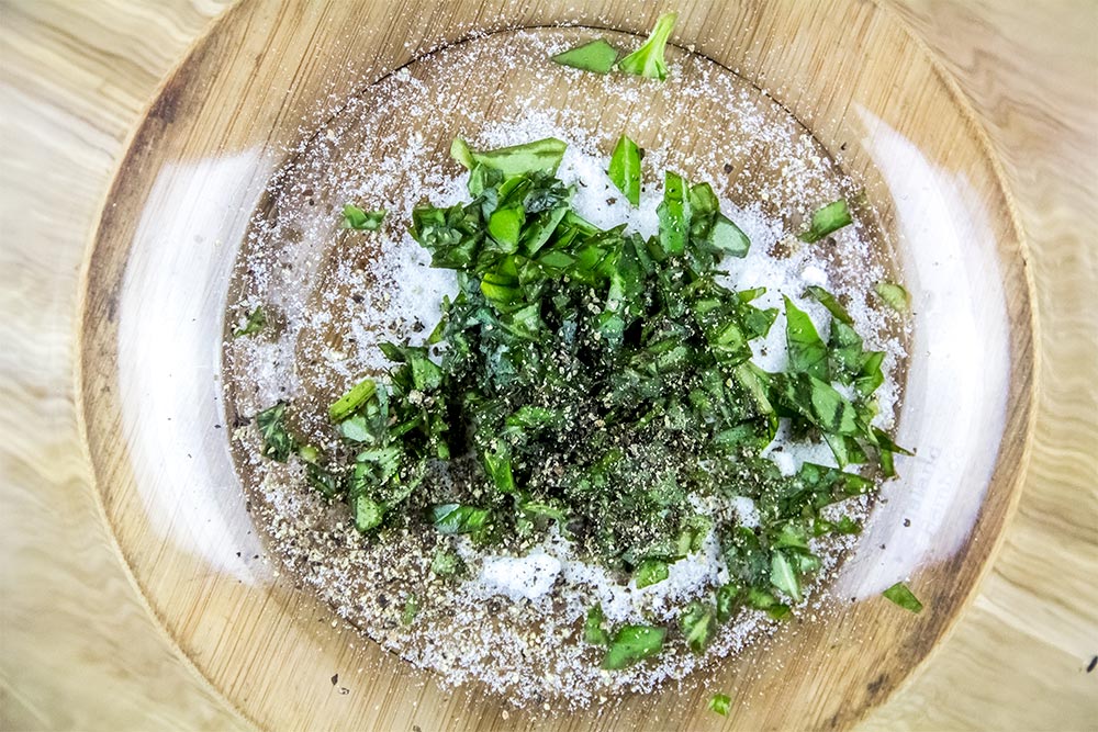 Sugar, Basil and Ground Black Pepper Mixture