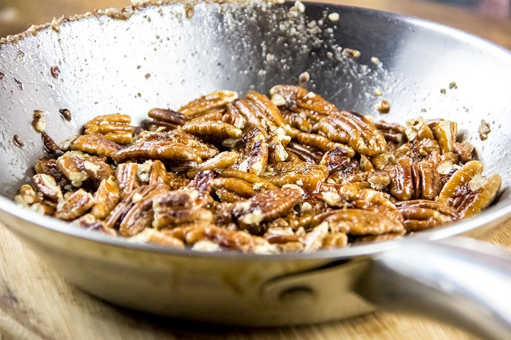 Toasted Pecans in Small Skillet