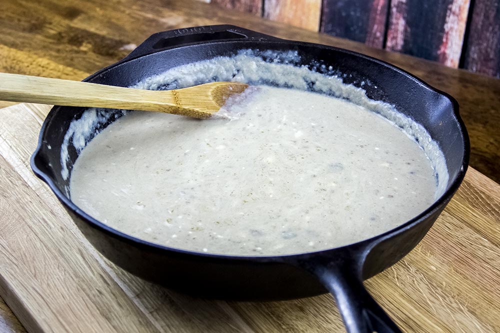 Alfredo Sauce in Cast Iron Skillet