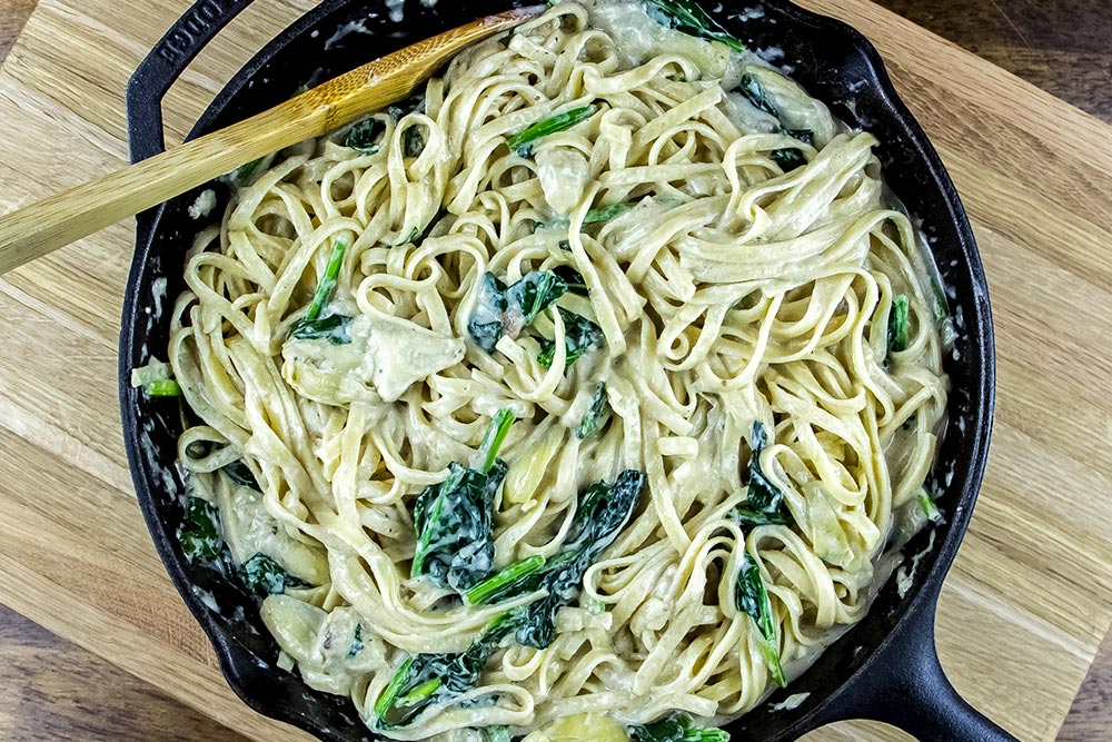 Fettuccini Alfredo in Cast Iron Skillet