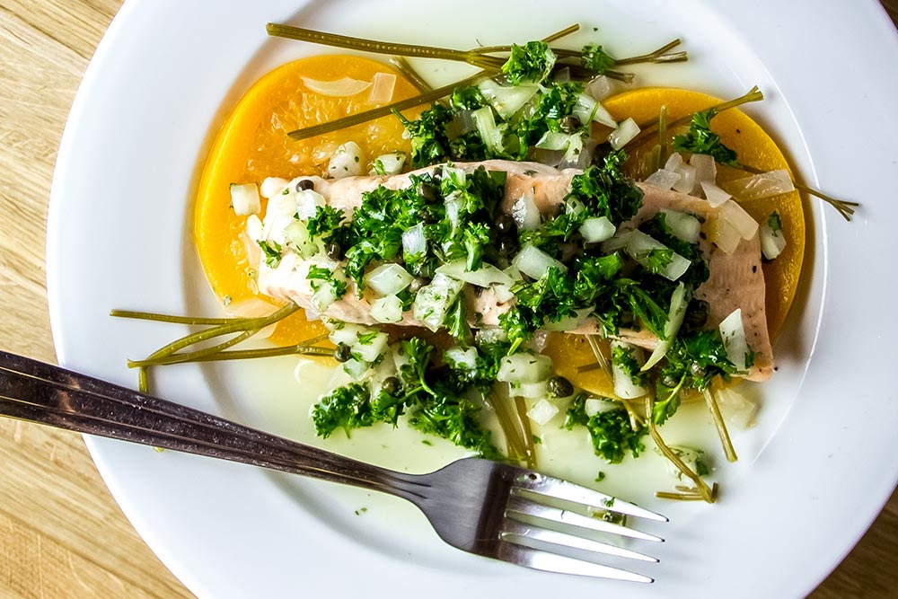 Poached Salmon and Grapefruit Recipe