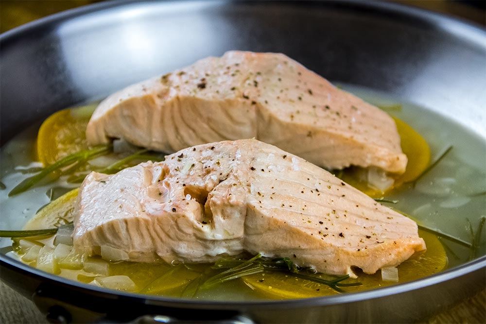 Poached Salmon in All-Clad Skillet