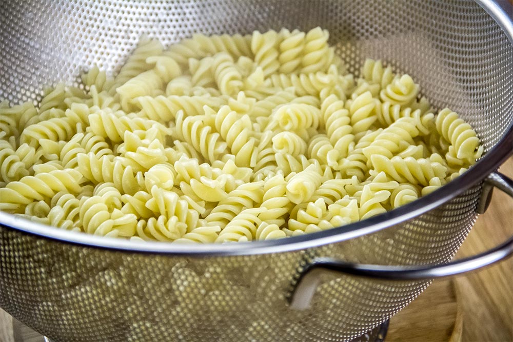 Rotini Pasta in Colander