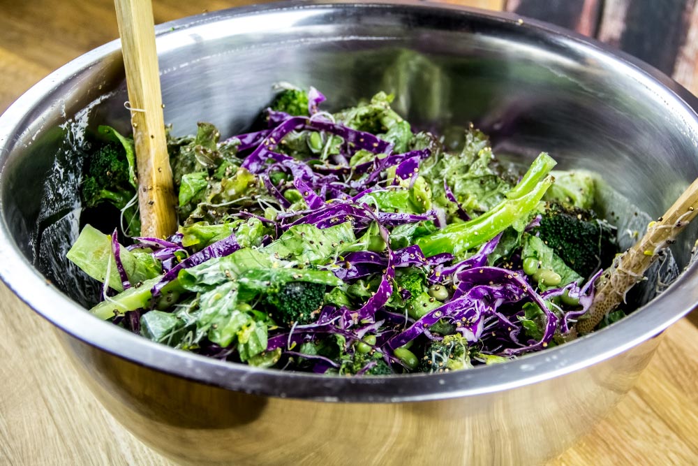 Salad Ingredients in Large Bowl
